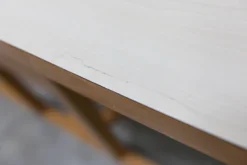 Rare set de 6 tables Baumann 1990, 80x120 et demi lune 120cm