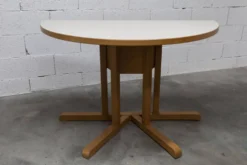 Rare set de 6 tables Baumann 1990, 80x120 et demi lune 120cm