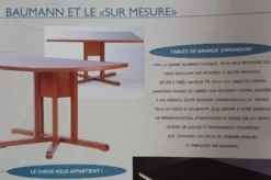 Rare set de 6 tables Baumann 1990, 80x120 et demi lune 120cm