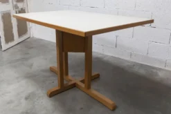 Rare set de 6 tables Baumann 1990, 80x120 et demi lune 120cm