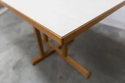 Rare set de 6 tables Baumann 1990, 80x120 et demi lune 120cm