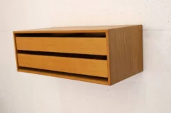 Rare table de nuit flottante en bois de chêne avec tiroirs - Danemark 70