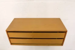 Rare table de nuit flottante en bois de chêne avec tiroirs - Danemark 70
