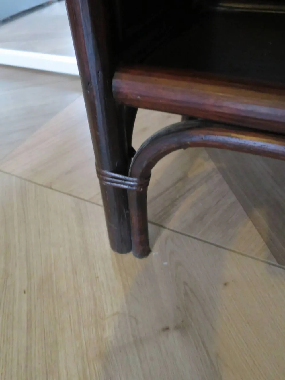 Rare vintage meuble de bar étagère bois rotin tressé années 80 rétro