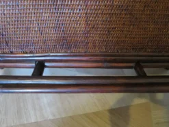 Rare vintage meuble de bar étagère bois rotin tressé années 80 rétro