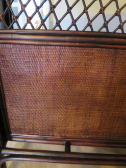 Rare vintage meuble de bar étagère bois rotin tressé années 80 rétro
