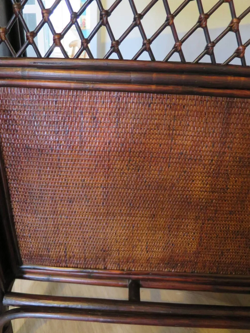 Rare vintage meuble de bar étagère bois rotin tressé années 80 rétro