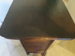 Rare vintage meuble de bar étagère bois rotin tressé années 80 rétro