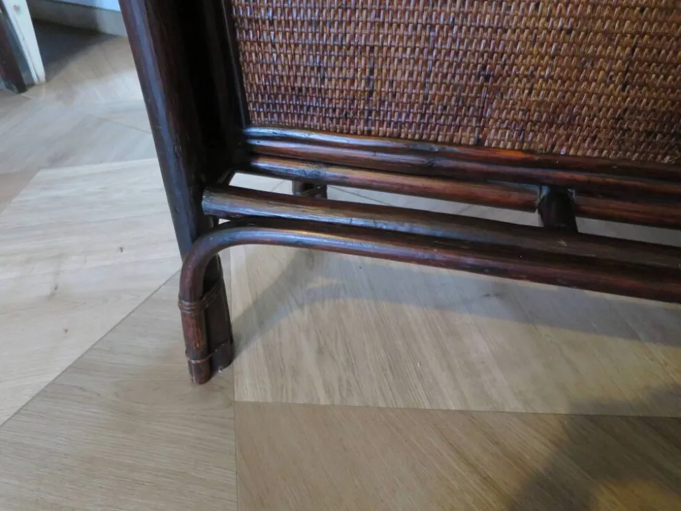 Rare vintage meuble de bar étagère bois rotin tressé années 80 rétro