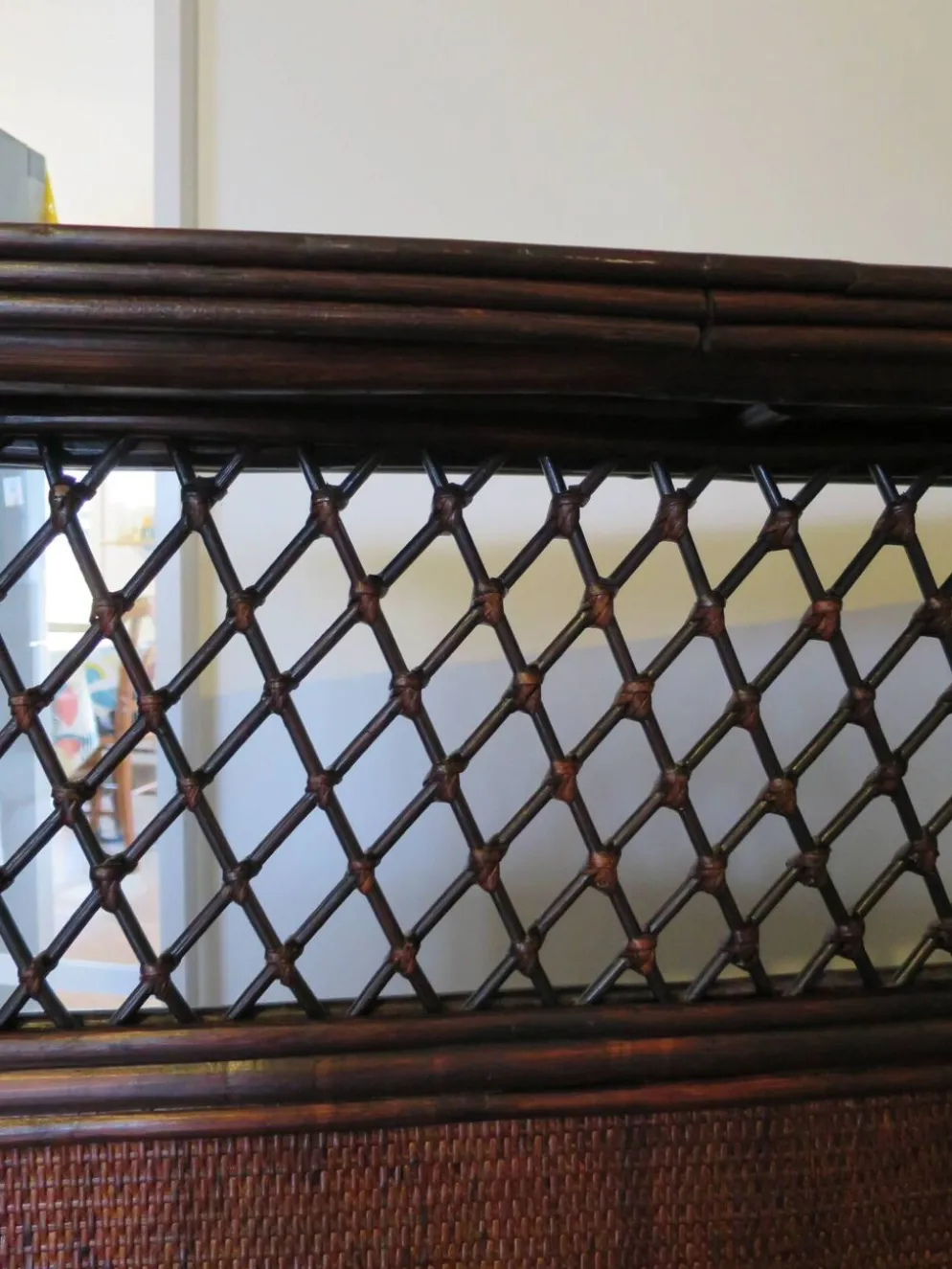 Rare vintage meuble de bar étagère bois rotin tressé années 80 rétro
