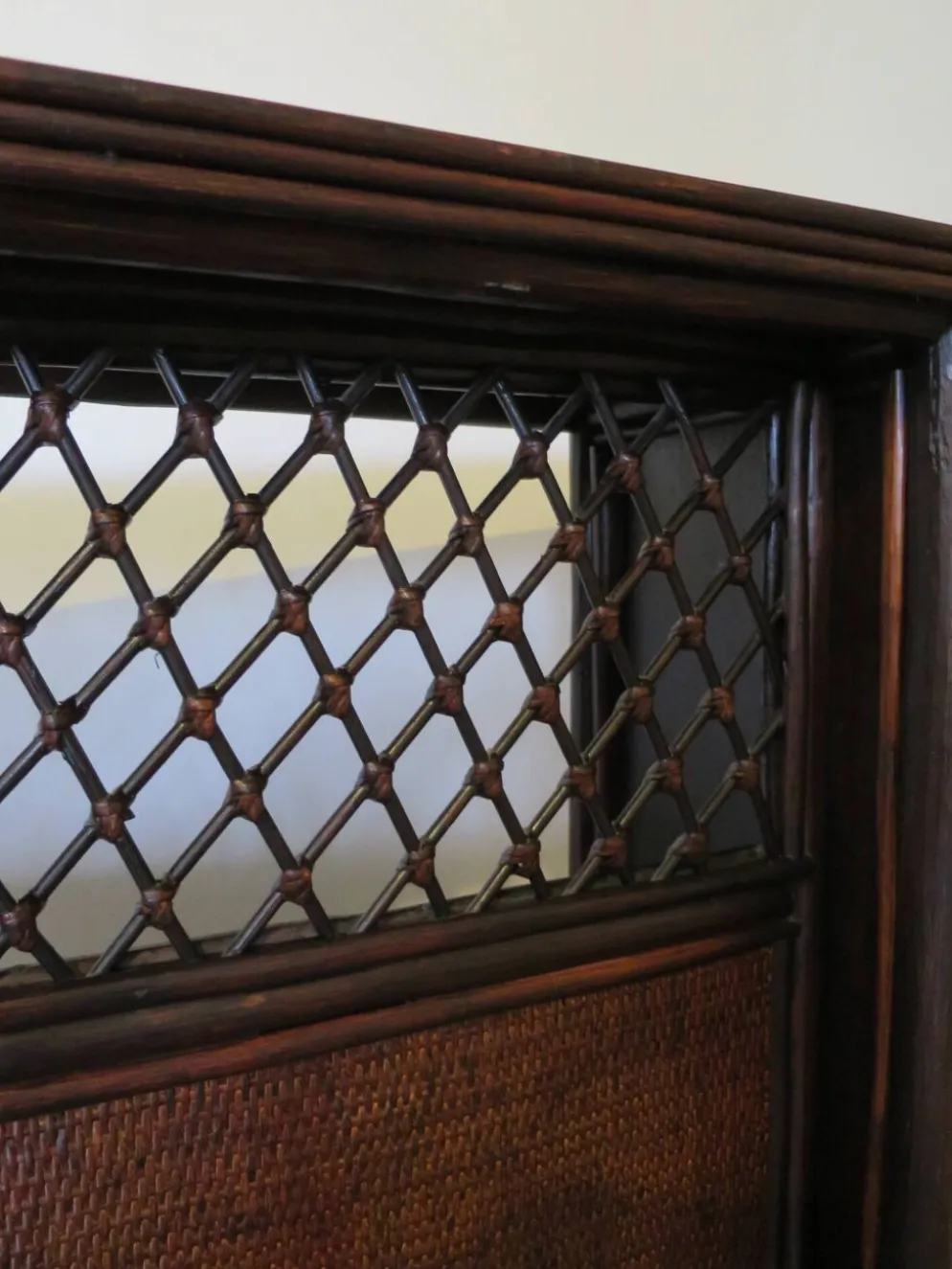 Rare vintage meuble de bar étagère bois rotin tressé années 80 rétro