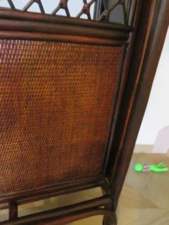 Rare vintage meuble de bar étagère bois rotin tressé années 80 rétro