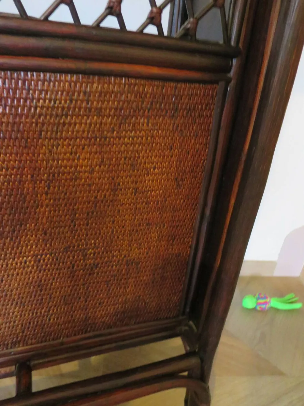 Rare vintage meuble de bar étagère bois rotin tressé années 80 rétro