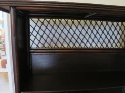 Rare vintage meuble de bar étagère bois rotin tressé années 80 rétro