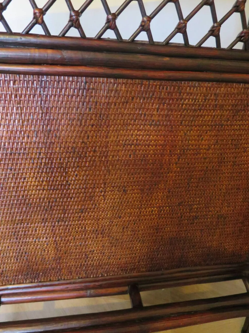 Rare vintage meuble de bar étagère bois rotin tressé années 80 rétro