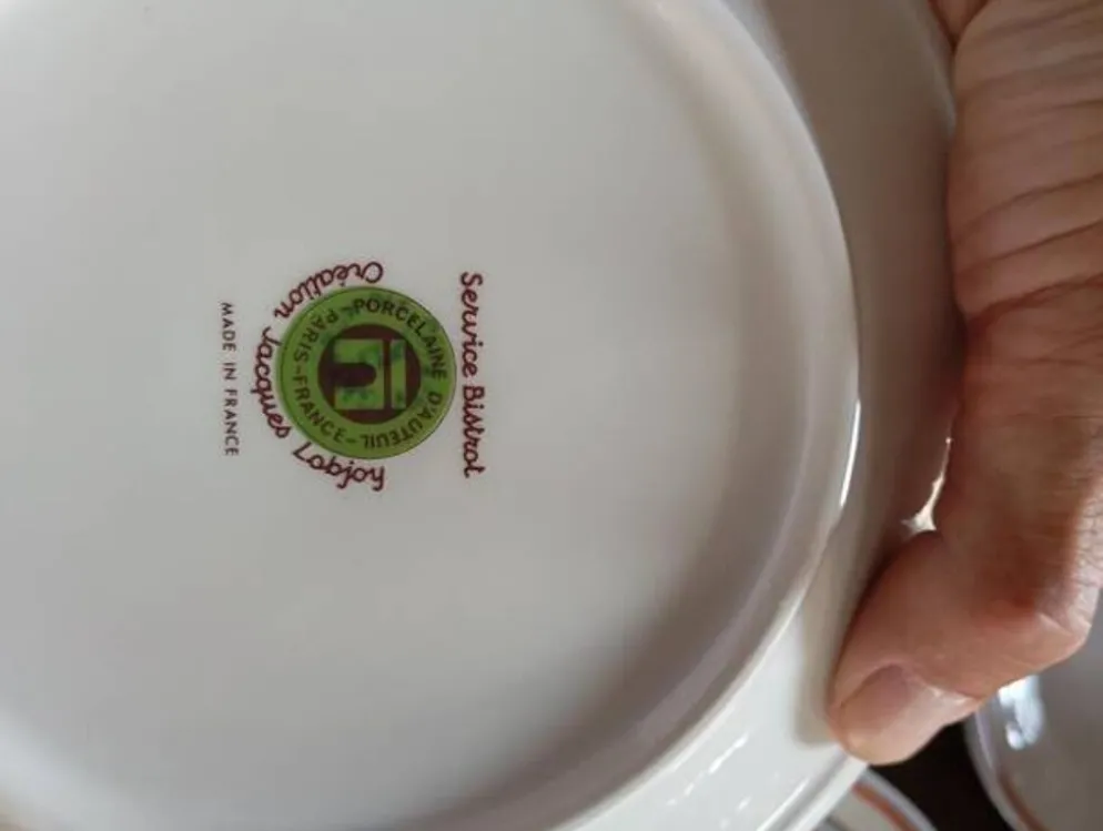 Rarissime service de table complet 40 pièces – modèle « Bistrot » par Jacques Lobjoy pour la porcelaine d'Auteuil, vers 1970