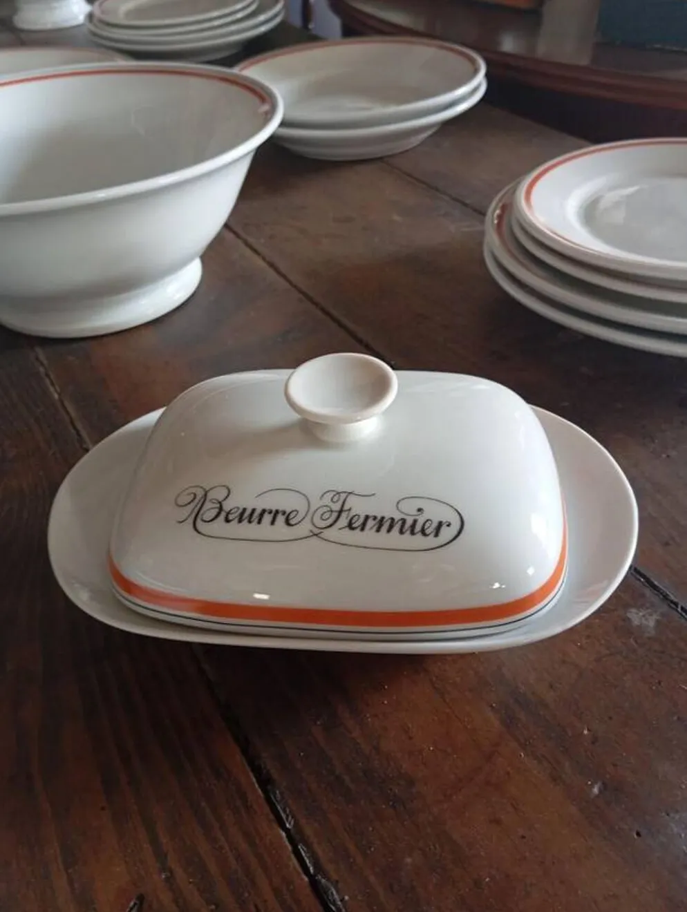 Rarissime service de table complet 40 pièces – modèle « Bistrot » par Jacques Lobjoy pour la porcelaine d'Auteuil, vers 1970