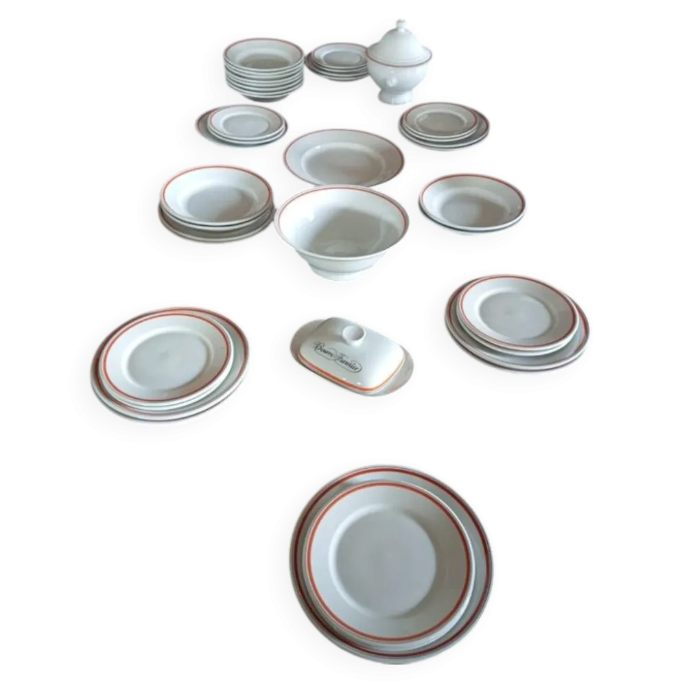 Rarissime service de table complet 40 pièces – modèle « Bistrot » par Jacques Lobjoy pour la porcelaine d'Auteuil, vers 1970