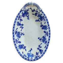 Ravier ancien porcelaine de Dresde bleu blanc – Plat à hors-d'œuvre baroque