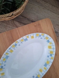 Ravier / Plat apéritif jaune et bleu l'Amandinoise