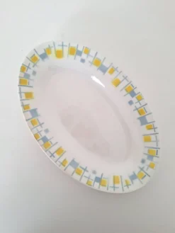 Ravier / Plat apéritif jaune et bleu l'Amandinoise