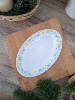 Ravier / Plat apéritif jaune et bleu l'Amandinoise