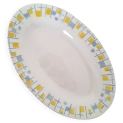 Ravier / Plat apéritif jaune et bleu l'Amandinoise
