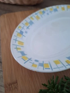 Ravier / Plat apéritif jaune et bleu l'Amandinoise