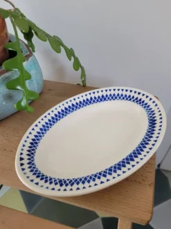 Ravier porcelaine Badonviller motif losange