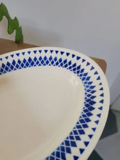 Ravier porcelaine Badonviller motif losange