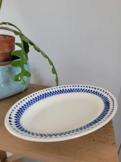 Ravier porcelaine Badonviller motif losange