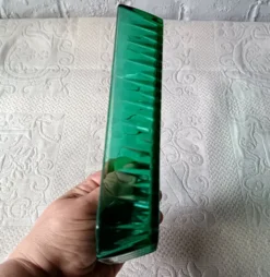 3 raviers Arcoroc en verre moulé vert émeraude vintage
