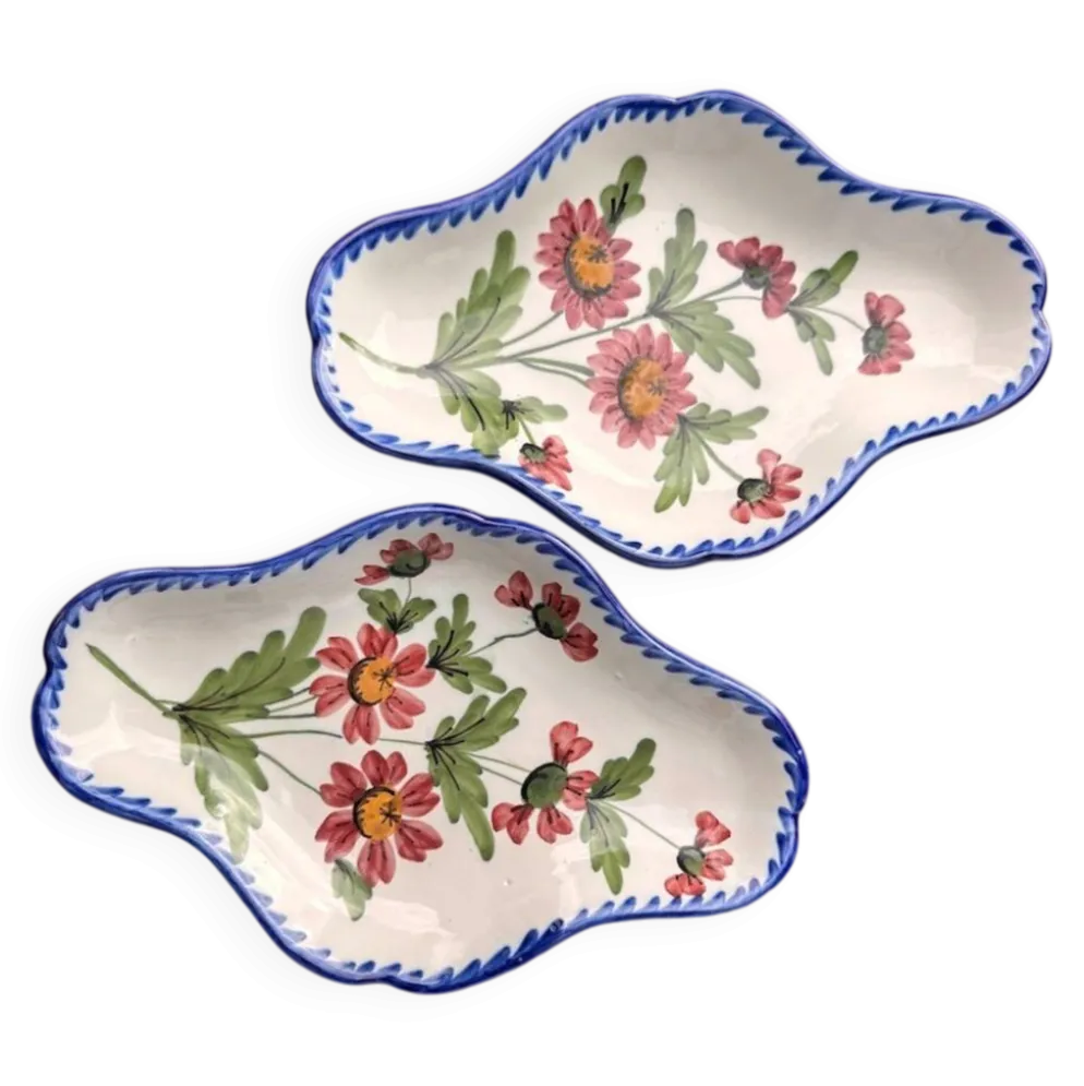 Raviers coupelles Vintage en Céramique – Décor Floral Peint à la Main