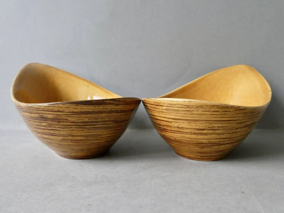 2 raviers en céramique Salins France, modèle Duras, années 60