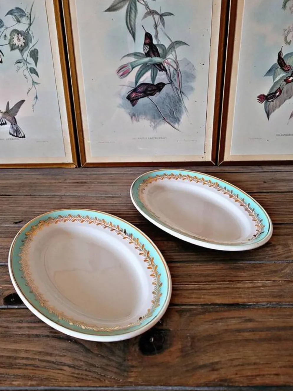 Raviers Lunéville Pierrefonds, dorure et feuillage doré (lot de 2)