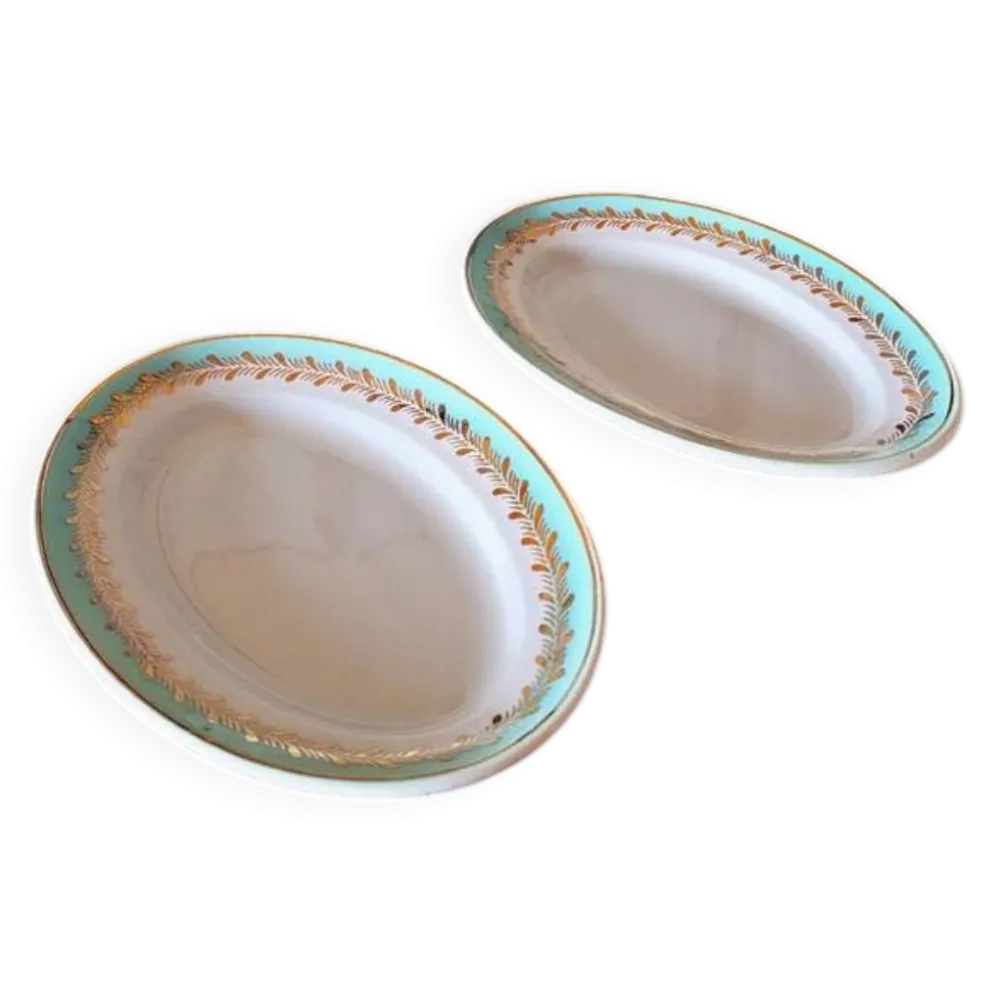 Raviers Lunéville Pierrefonds, dorure et feuillage doré (lot de 2)