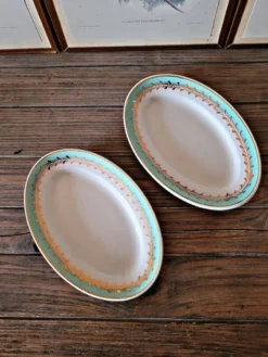 Raviers Lunéville Pierrefonds, dorure et feuillage doré (lot de 2)