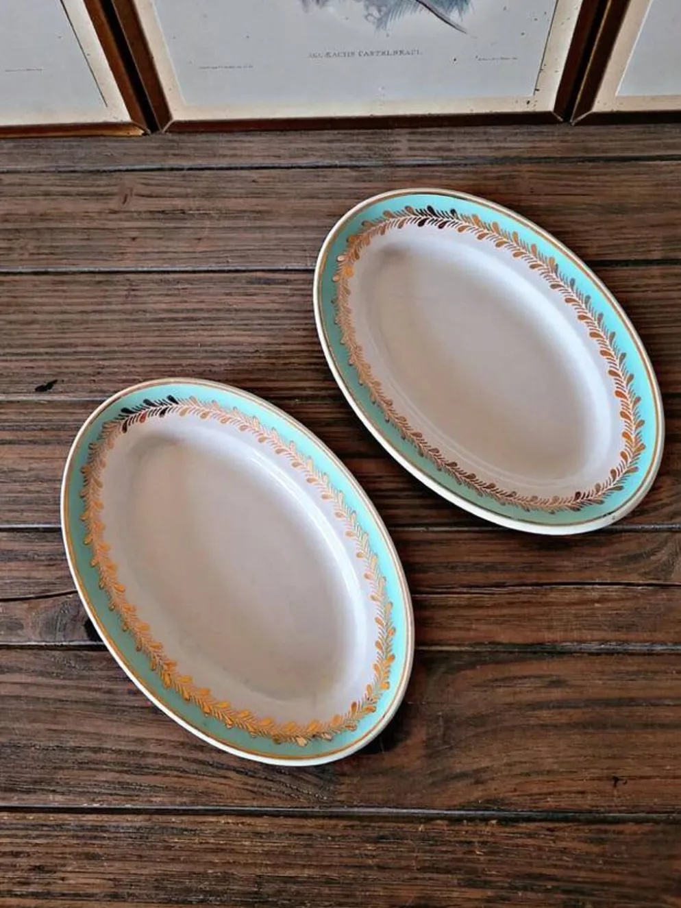 Raviers Lunéville Pierrefonds, dorure et feuillage doré (lot de 2)