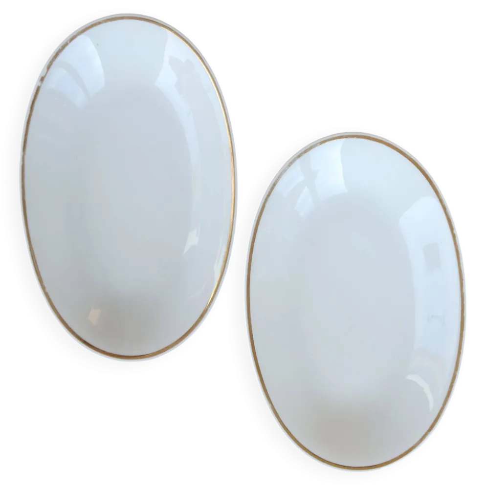Raviers vintage en porcelaine blanche et liseré doré