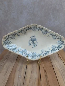Ravier terre de fer Longchamp modèle Louis Xvi décor bleu ancien