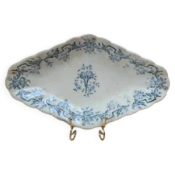 Ravier terre de fer Longchamp modèle Louis Xvi décor bleu ancien