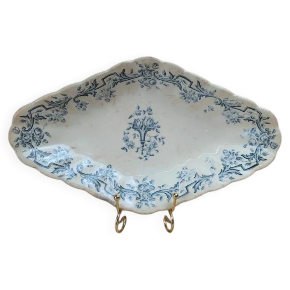 Ravier terre de fer Longchamp modèle Louis Xvi décor bleu ancien