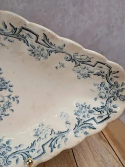 Ravier terre de fer Longchamp modèle Louis Xvi décor bleu ancien