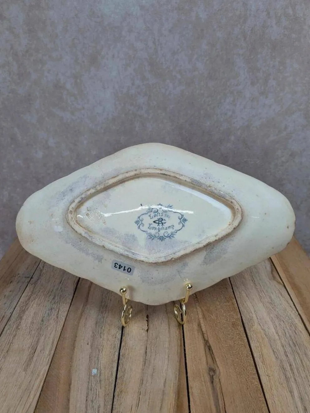 Ravier terre de fer Longchamp modèle Louis Xvi décor bleu ancien