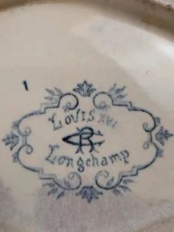 Ravier terre de fer Longchamp modèle Louis Xvi décor bleu ancien