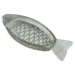 Ravier verre moulé — Forme poisson, écailles en relief