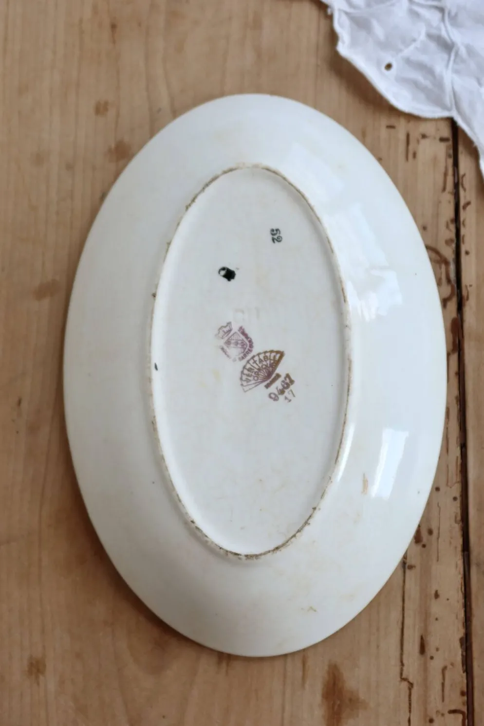 Ravier vintage faïence ivoire Digoin Sarreguemines – Décor fleurettes
