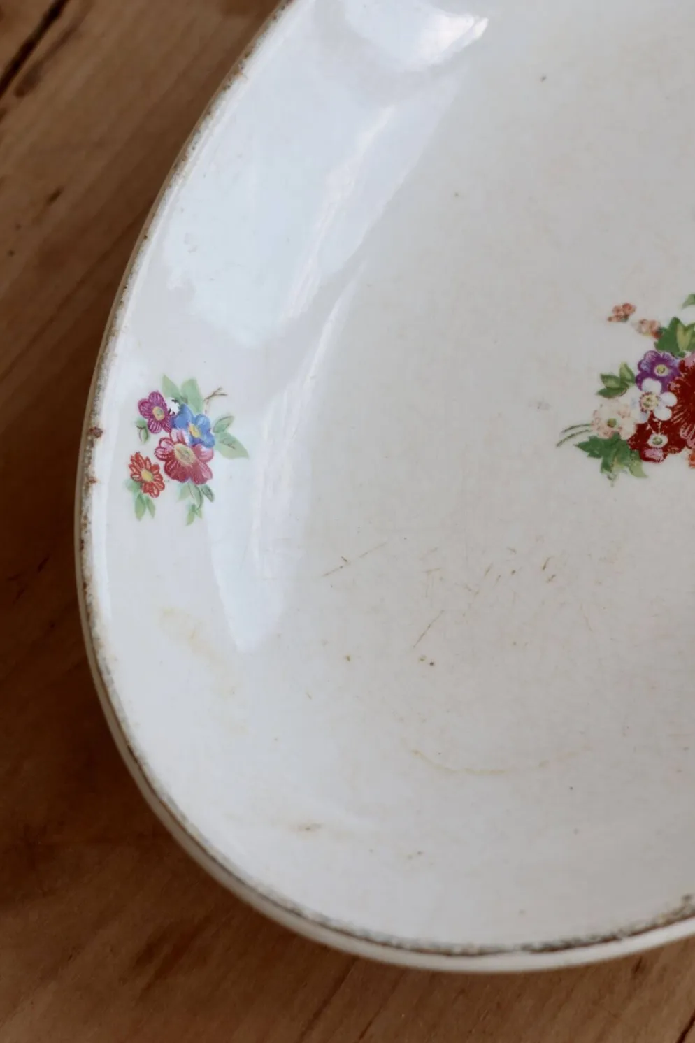 Ravier vintage faïence ivoire Digoin Sarreguemines – Décor fleurettes