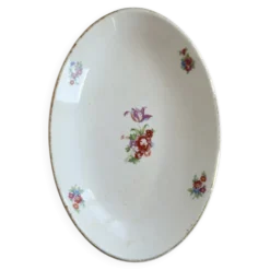 Ravier vintage faïence ivoire Digoin Sarreguemines – Décor fleurettes