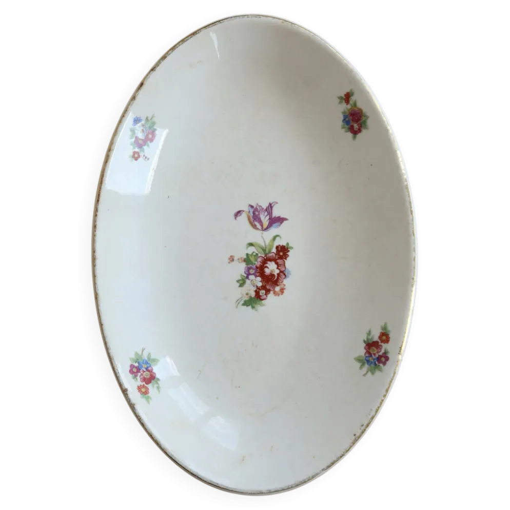 Ravier vintage faïence ivoire Digoin Sarreguemines – Décor fleurettes